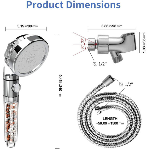 futurecitytrading Shower Head, 3 Setting High Pressure Shower Envy